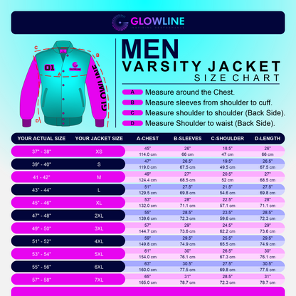 Men Varsity Jacket - Size Chart 