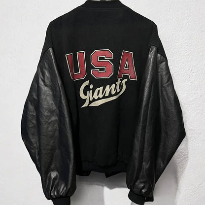 USA Giants Varsity Jacket All Black