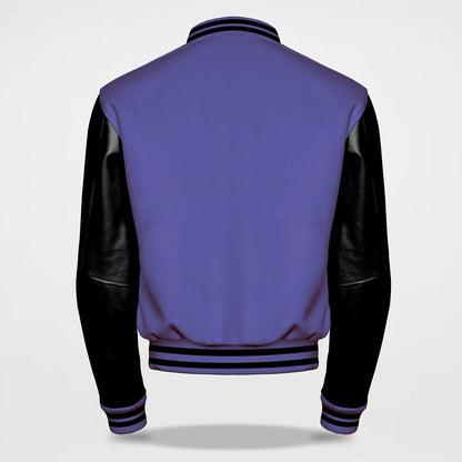 black and purple letterman jacket back side