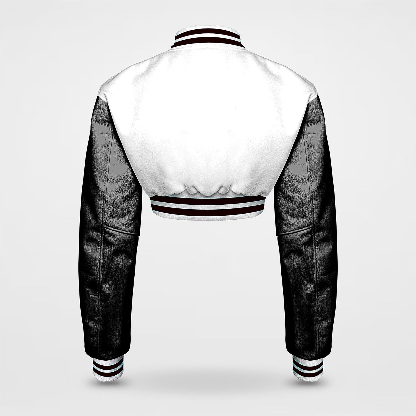 blank varsity jacket cropped women back side