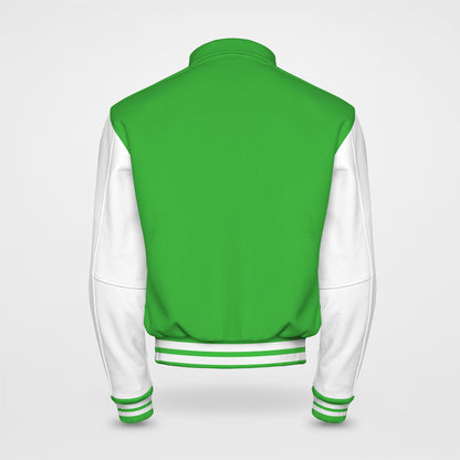eagles kelly green letterman jacket collared with white sleeves back side