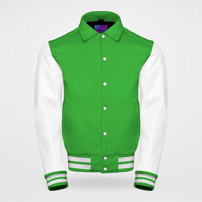 eagles kelly green letterman jacket collared with white sleeves front side