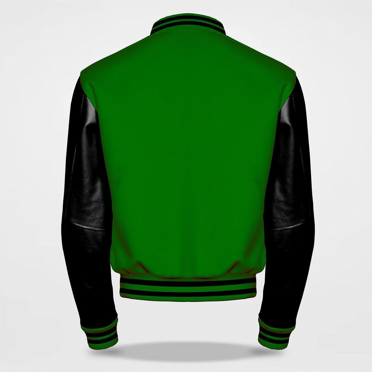 green black varsity jacket back side