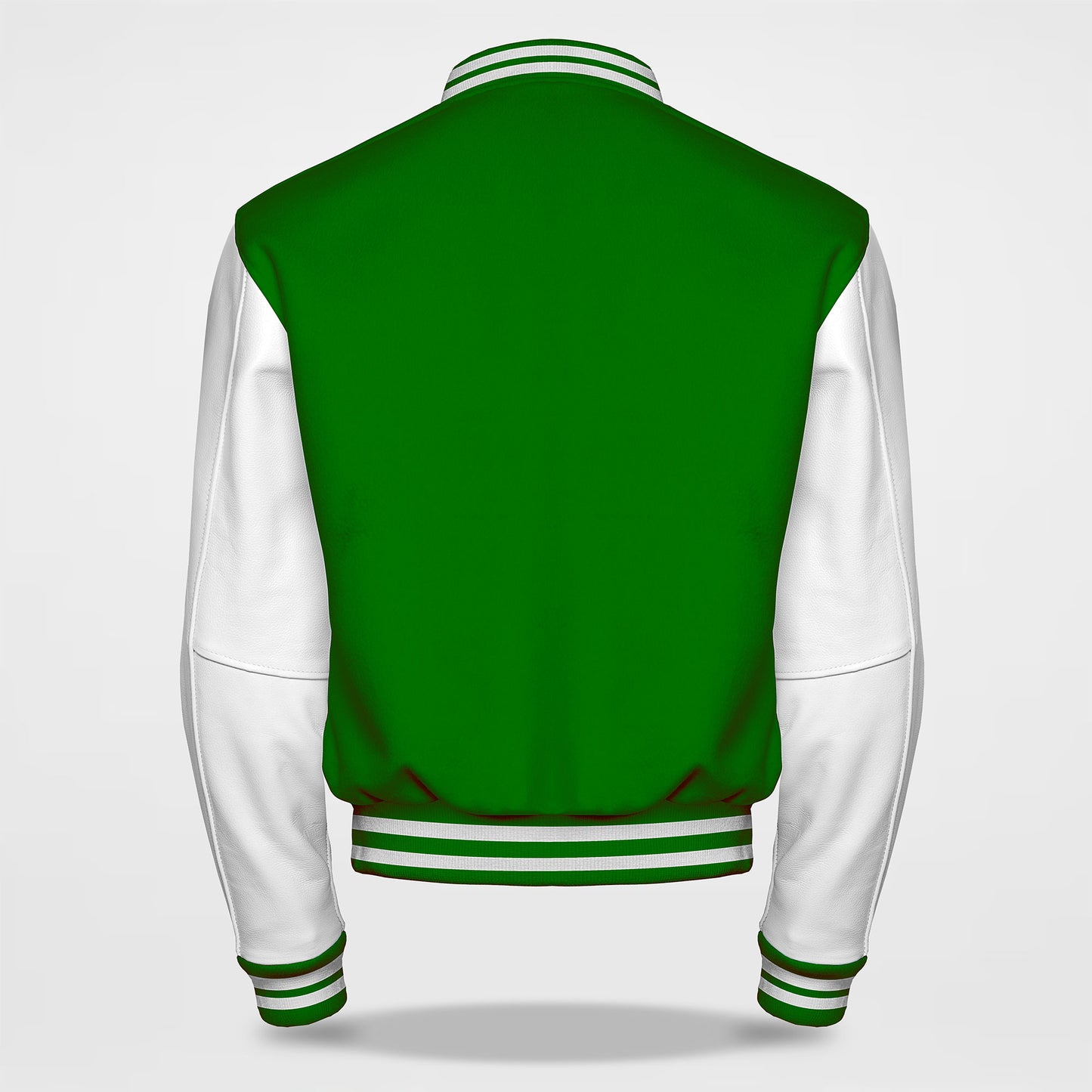 green white varsity jacket back side