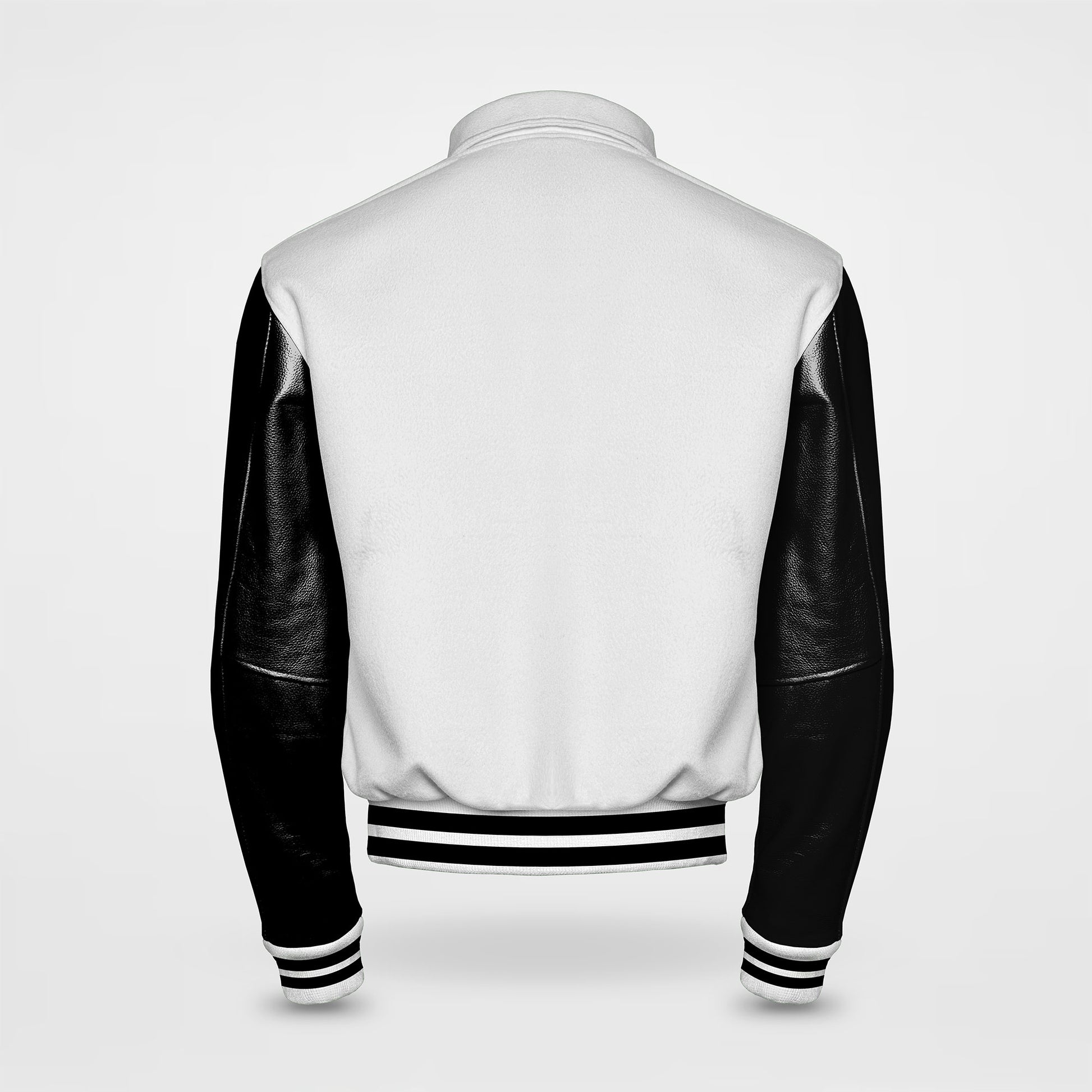 letterman jacket sailor collar white body and black sleeves back side