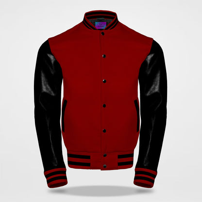 maroon black varsity jacket front side