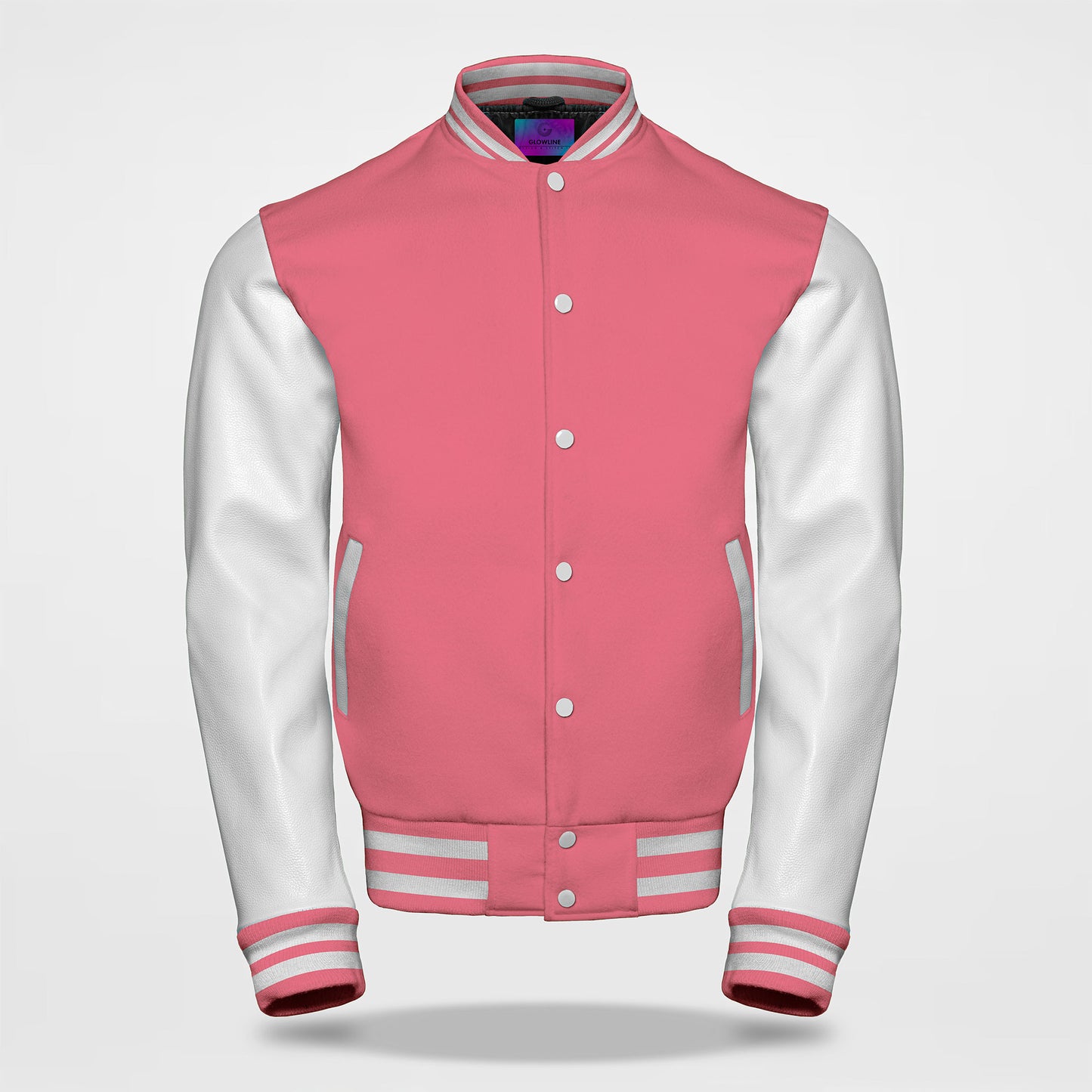 personalized varsity jacket pink wool front side