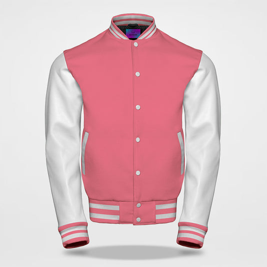 personalized varsity jacket pink wool front side