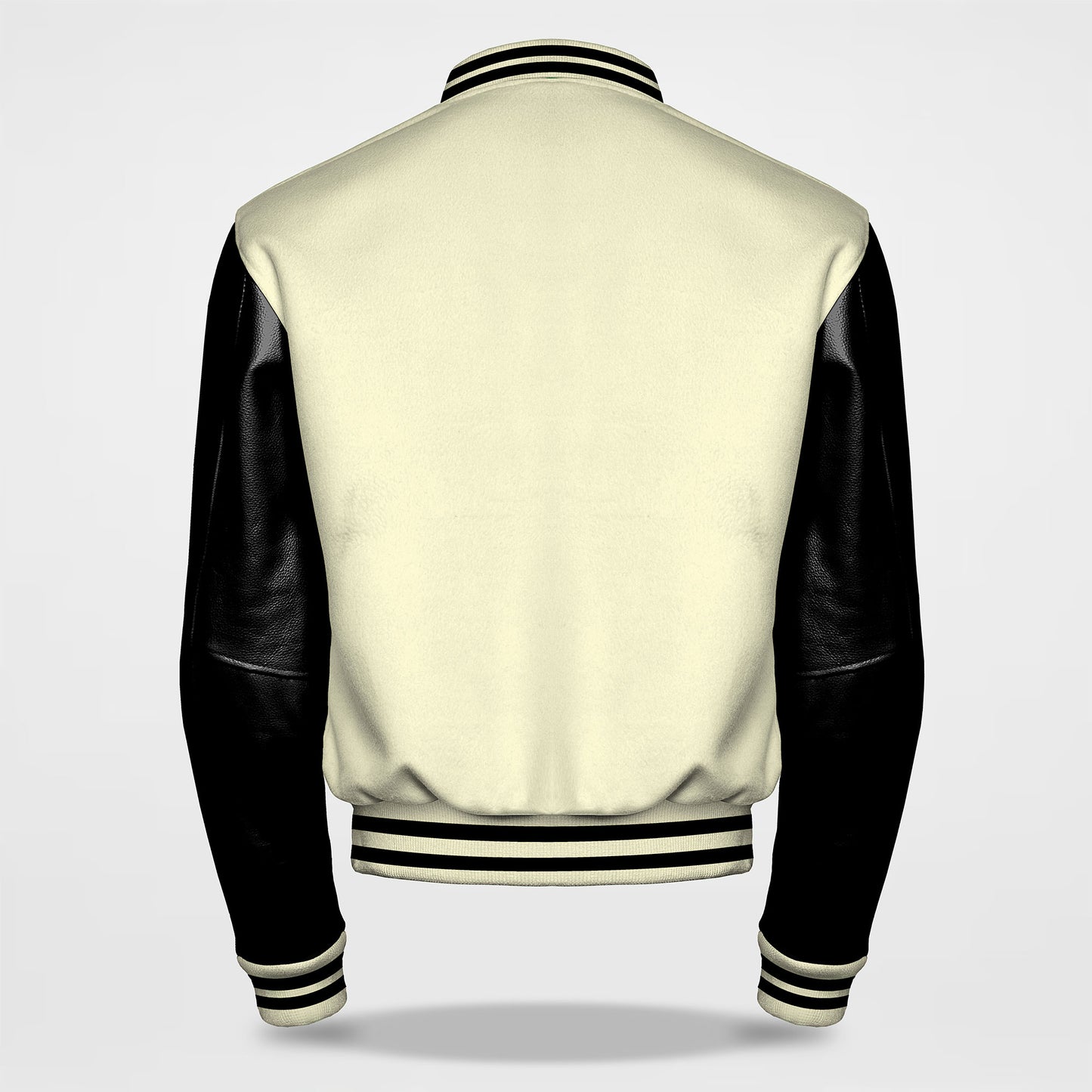 plain varsity jacket cream black back side