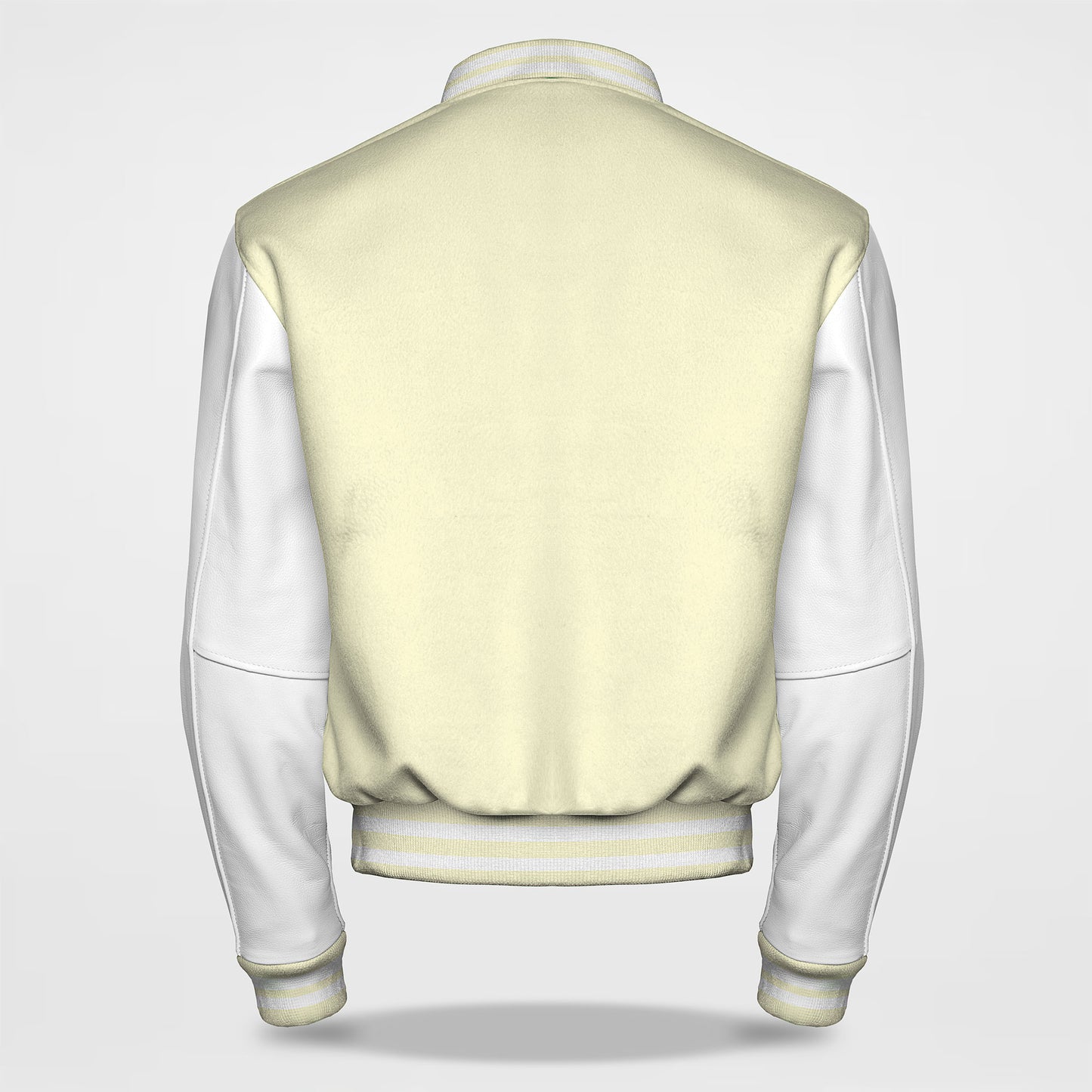 plain varsity jacket cream white back side