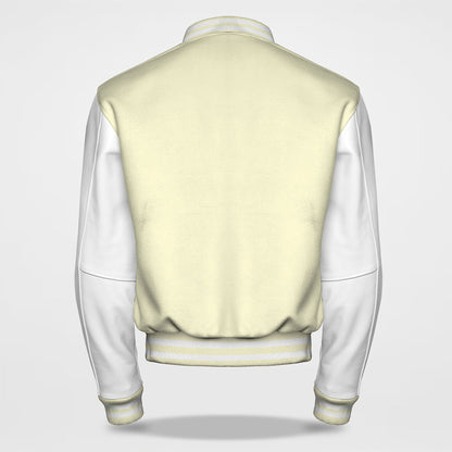 plain varsity jacket cream white back side