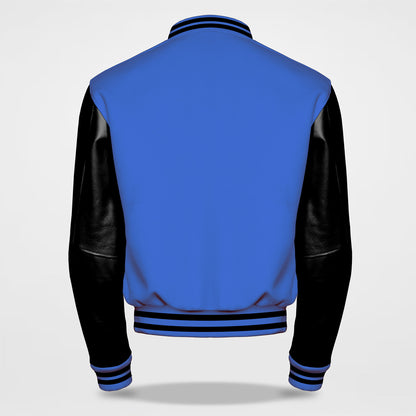 royal blue letterman jackets black sleeves back side