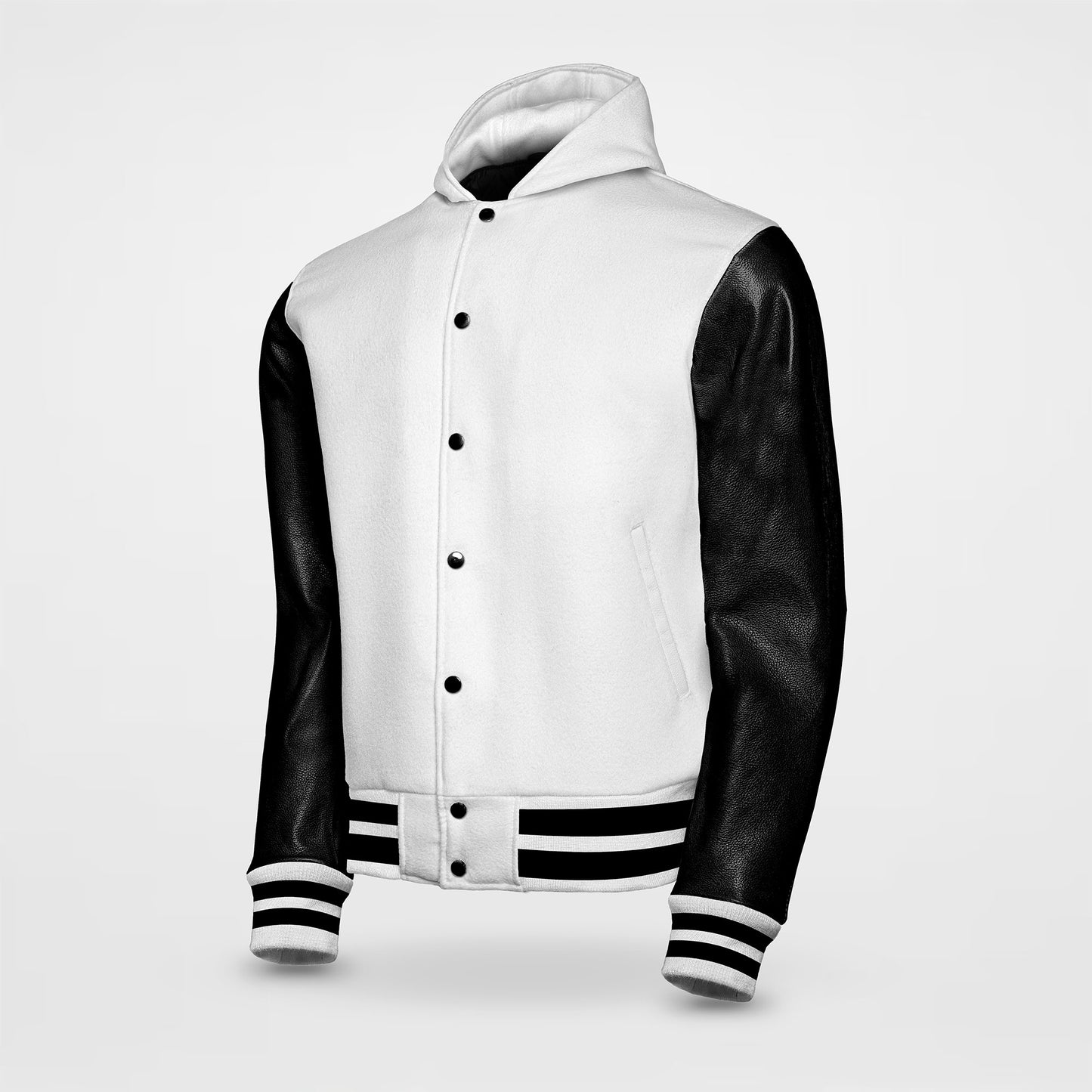 Varsity Jacket White Black Body And Sleeves