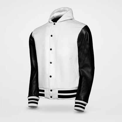 Varsity Jacket White Black Body And Sleeves