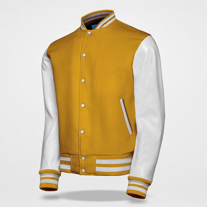 vintage golden bear varsity jacket white arms side pose